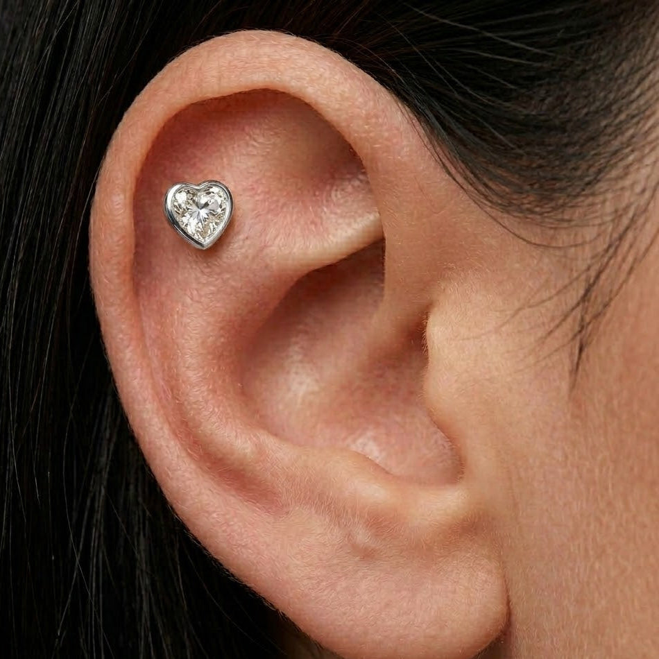 Piercing con Zircone a Cuore In Acciaio Inossidabile