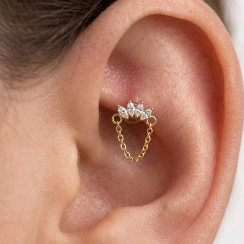 Piercing Banana Navette e Catenina In Acciaio Inossidabile