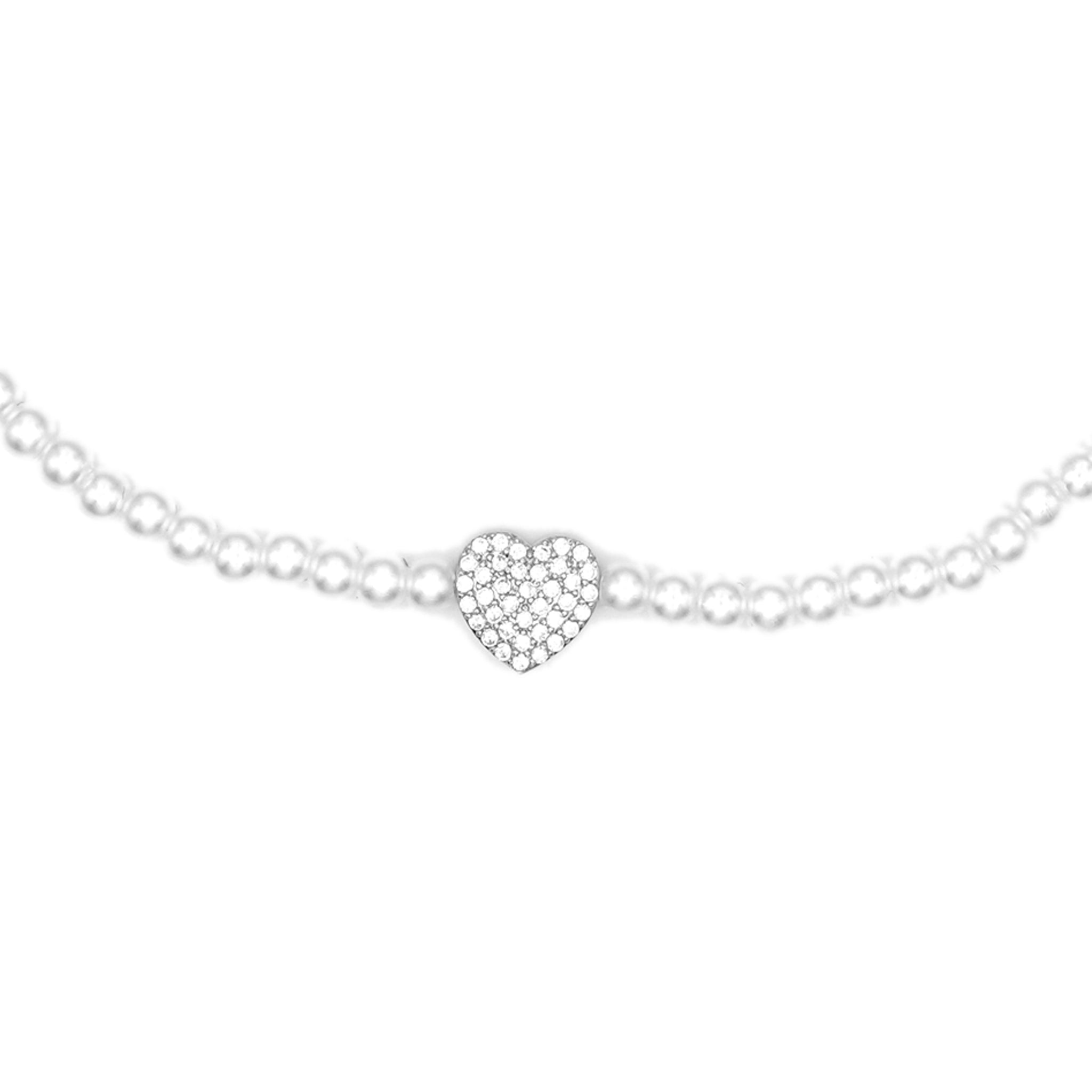 Collana in Acciaio con Perle e Pendente a Cuore