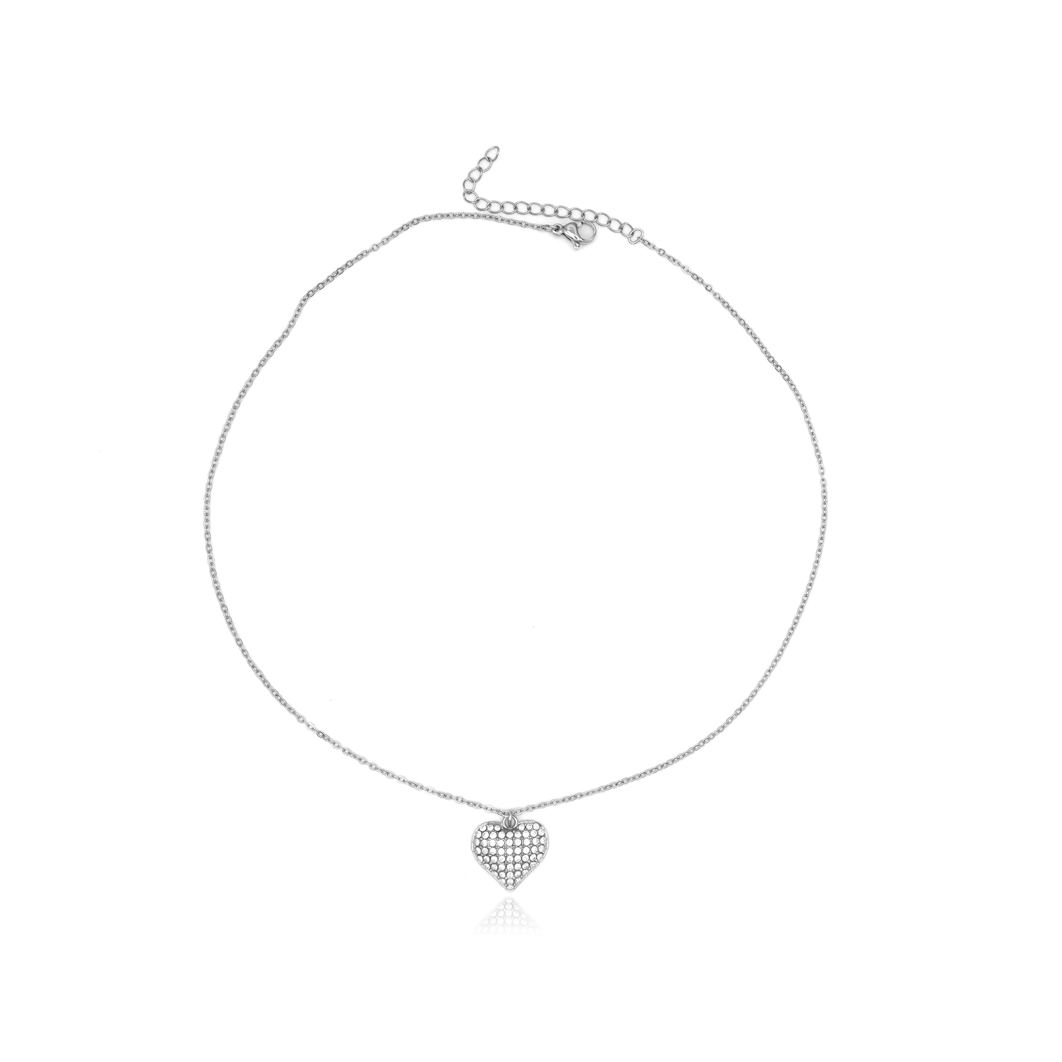 Collana in Acciaio con Ciondolo Cuore Zirconato
