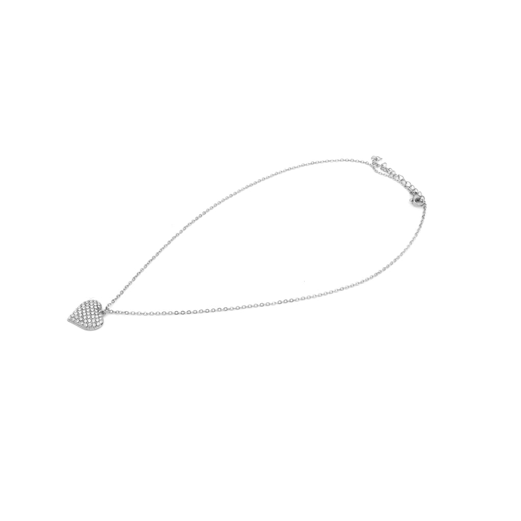 Collana in Acciaio con Ciondolo Cuore Zirconato