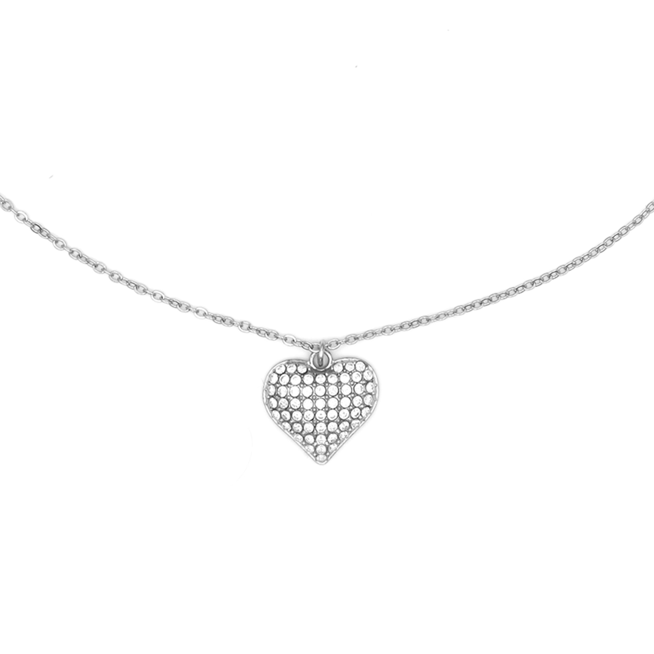 Collana in Acciaio con Ciondolo Cuore Zirconato