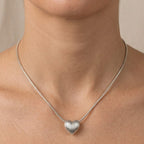 Collana con Cuore Rigato In Acciaio Inossidabile