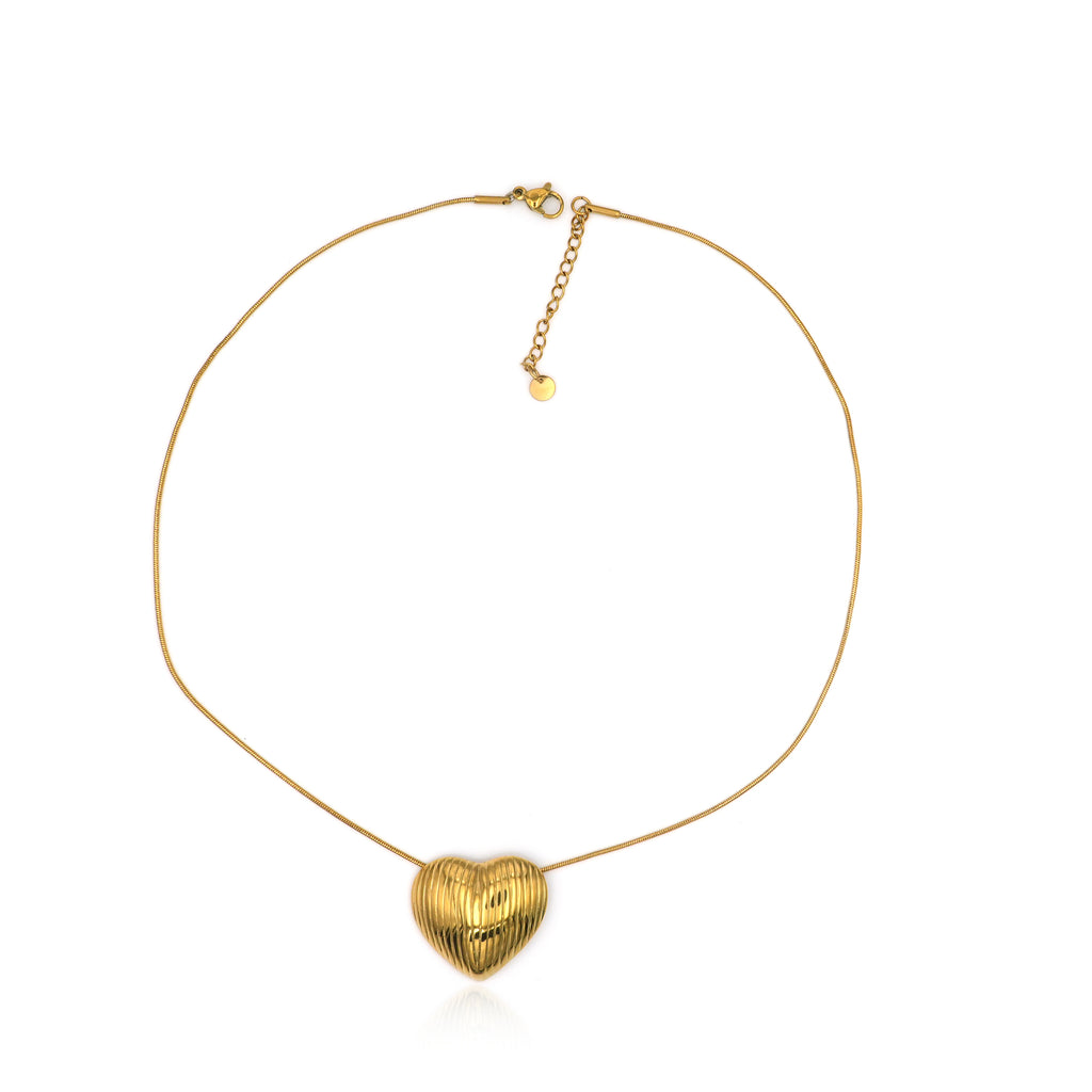 Collana Cuore Scanalato in Acciaio