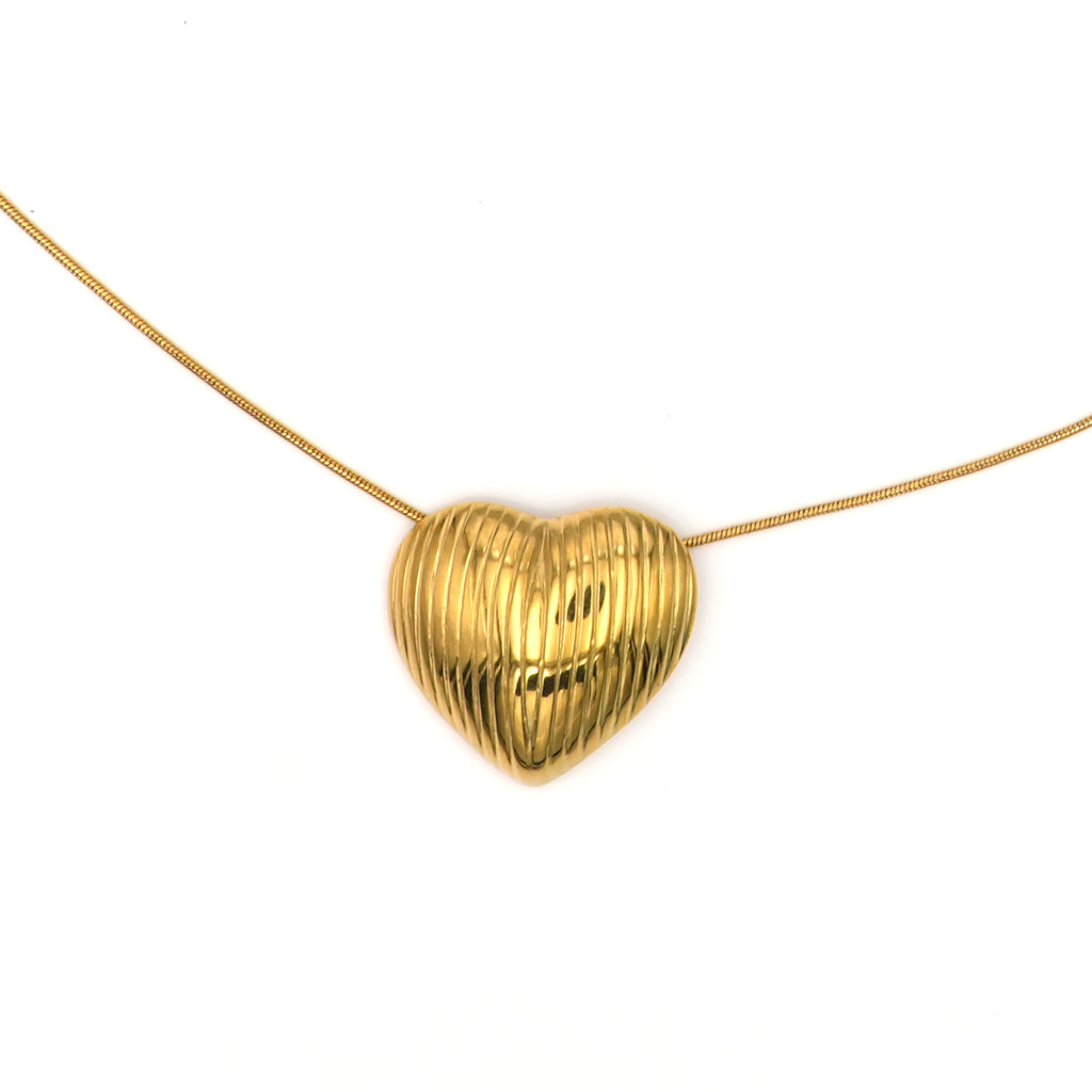 Collana Cuore Scanalato in Acciaio