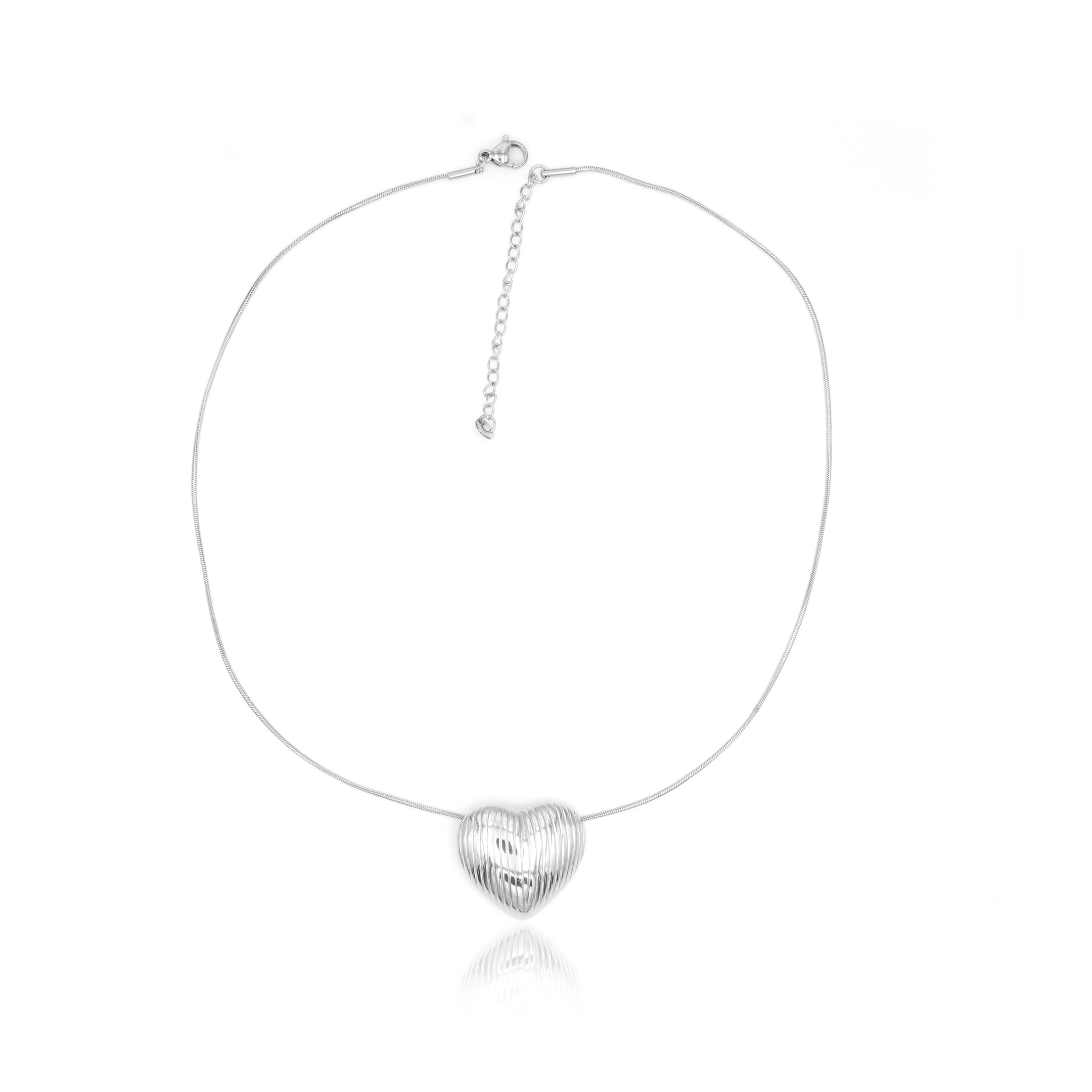 Collana Cuore Scanalato in Acciaio