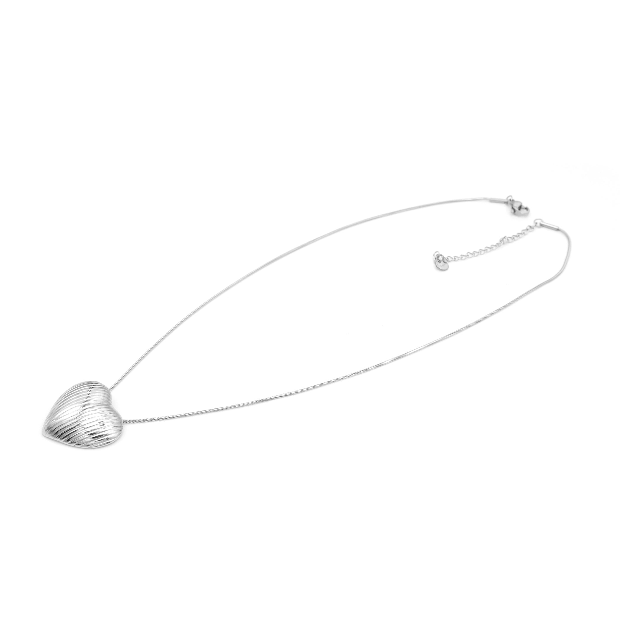Collana Cuore Scanalato in Acciaio