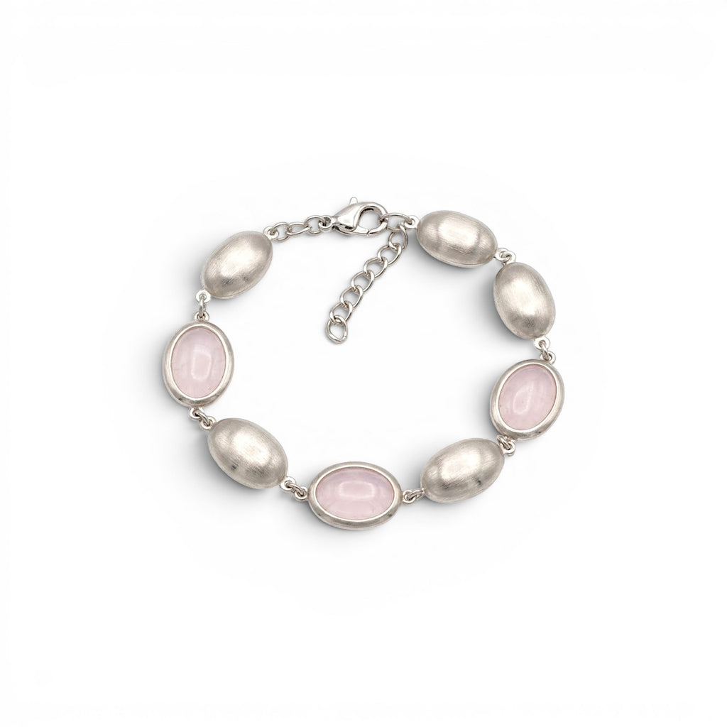 Bracciale con Ovali Satinati e Pietre Colorate In Acciaio Inossidabile