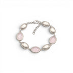 Bracciale con Ovali Satinati e Pietre Colorate In Acciaio Inossidabile