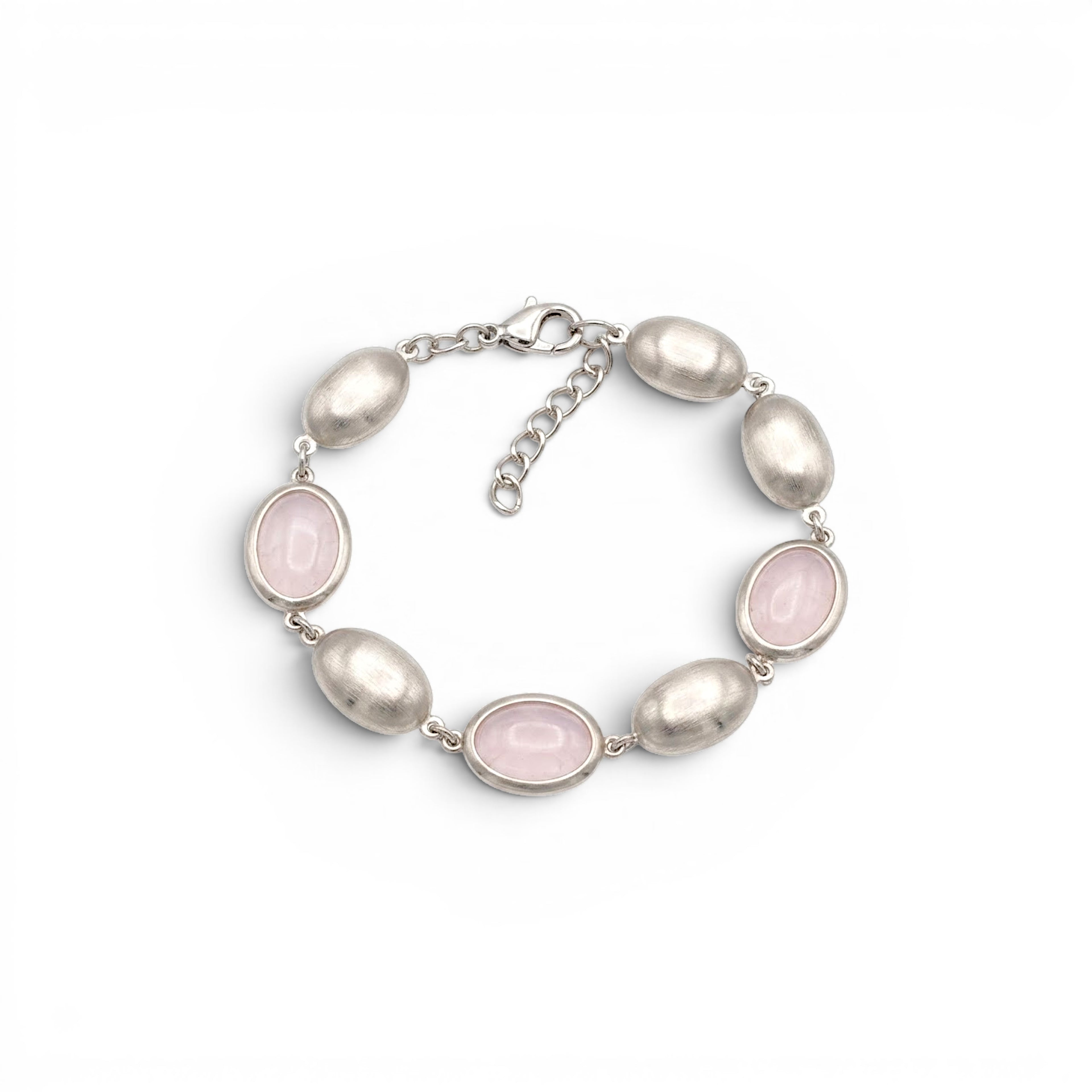 Bracciale con Ovali Satinati e Pietre Colorate In Acciaio Inossidabile