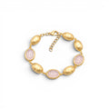 Bracciale con Ovali Satinati e Pietre Colorate In Acciaio Inossidabile