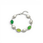 Bracciale con Ovali Satinati e Pietre Colorate In Acciaio Inossidabile