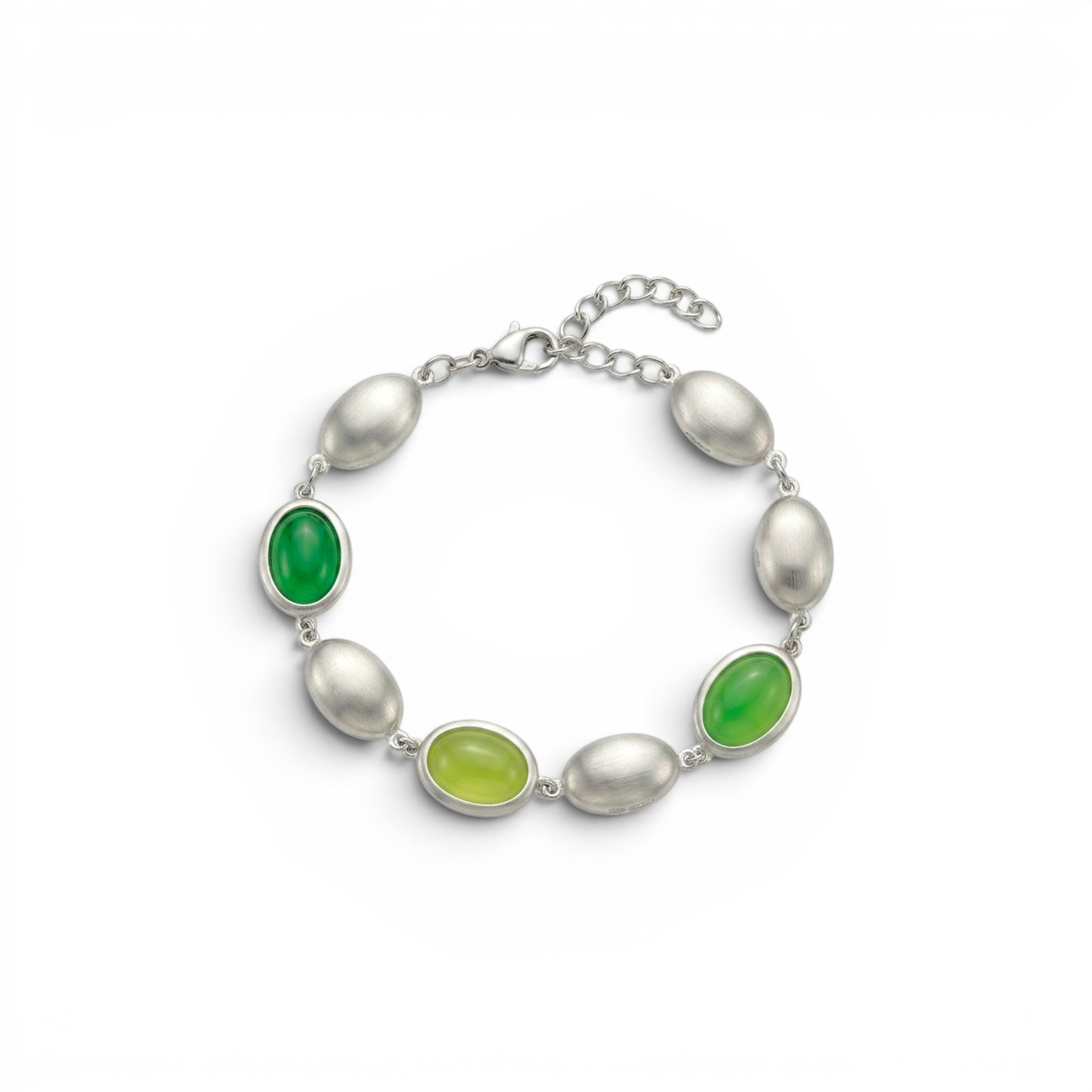 Bracciale con Ovali Satinati e Pietre Colorate In Acciaio Inossidabile