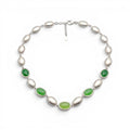 Collana con Ovali Satinati e Pietre Colorate In Acciaio Inossidabile