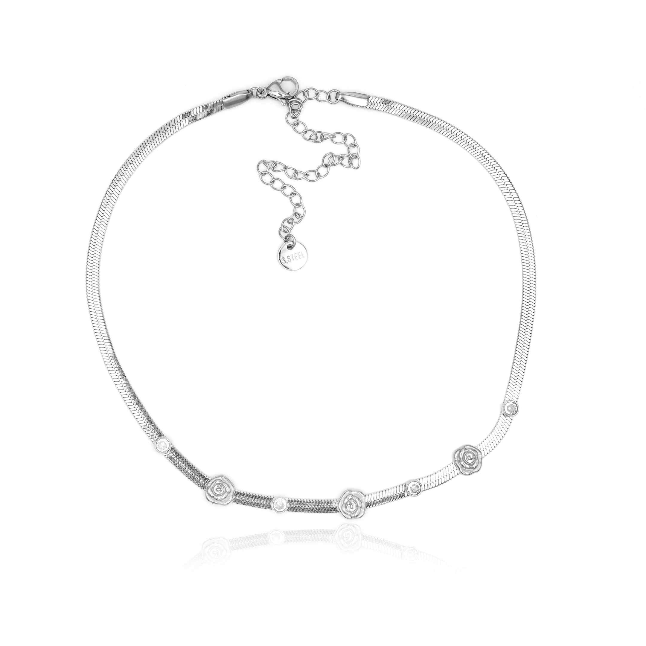Collana con Motivi Floreali in Acciaio