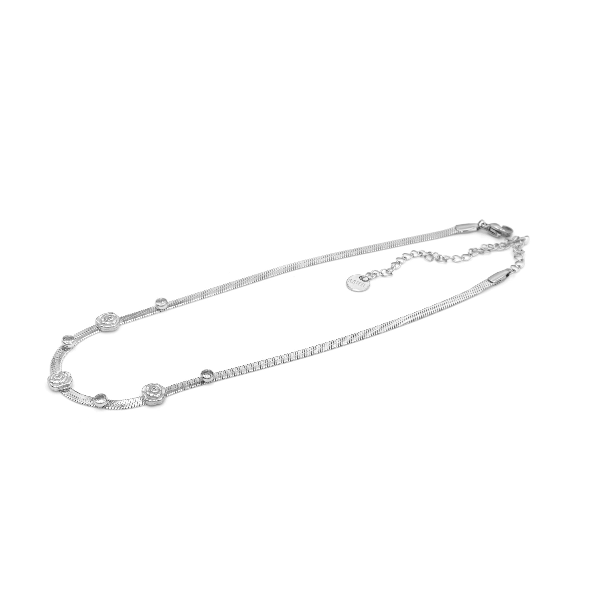 Collana con Motivi Floreali in Acciaio