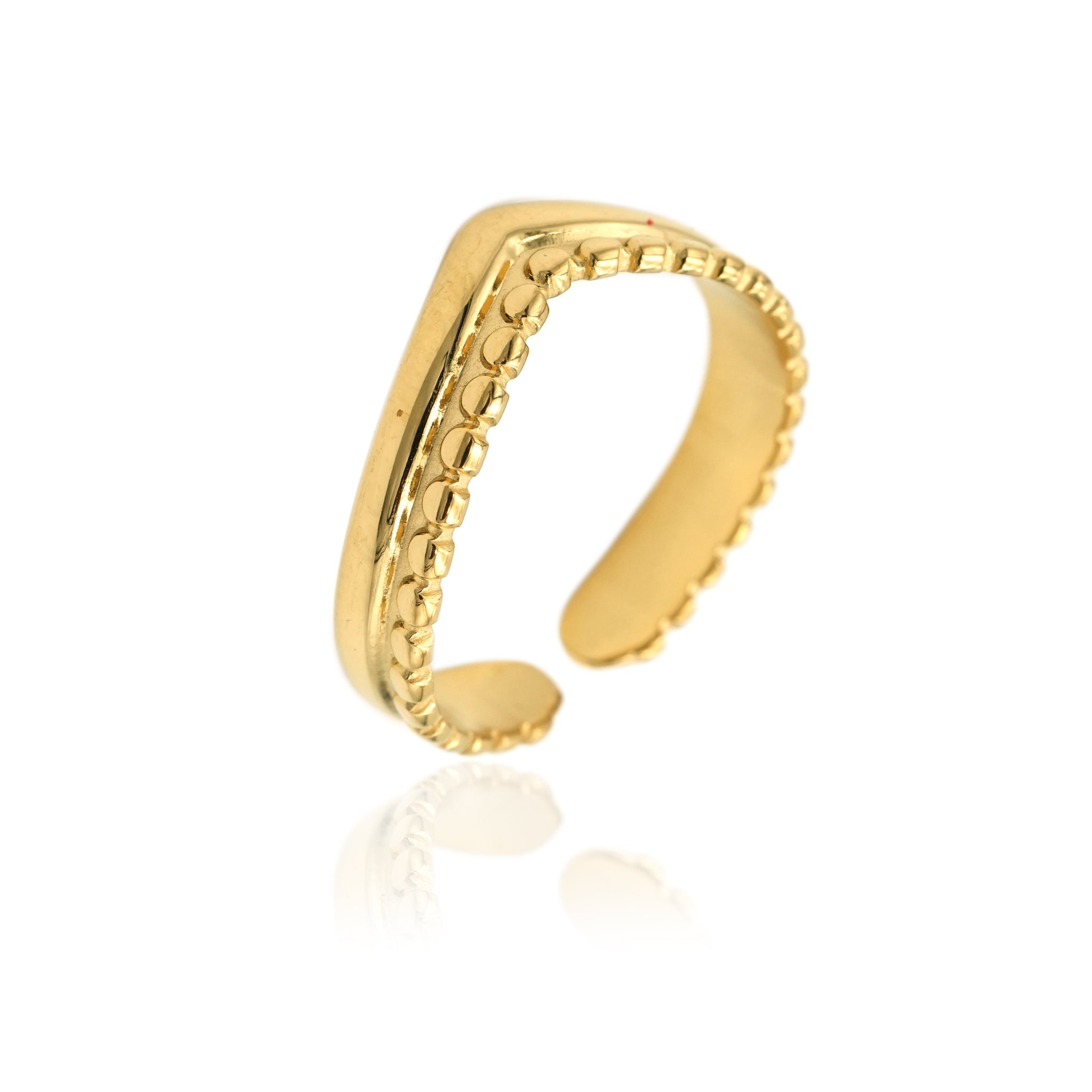 Anello in acciaio con banda a V