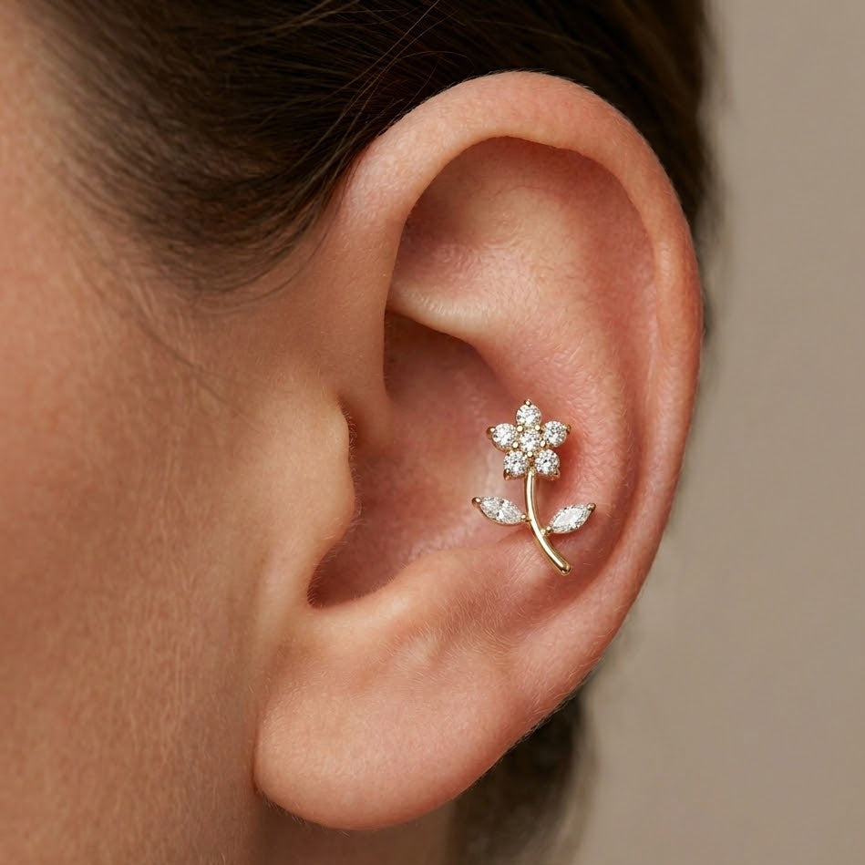 Piercing Ramoscello Fiorito In Acciaio Inossidabile