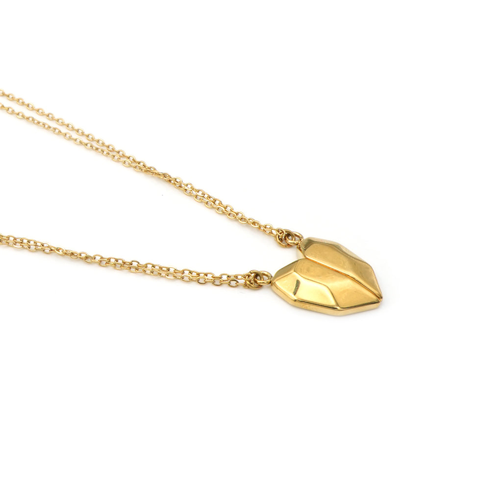Collana in Acciaio con Cuore Geometrico