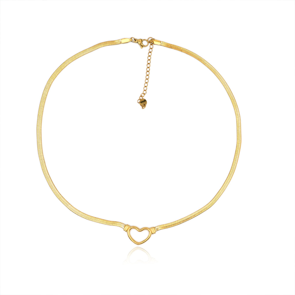 Collana Snake con Cuore Open In Acciaio Inossidabile
