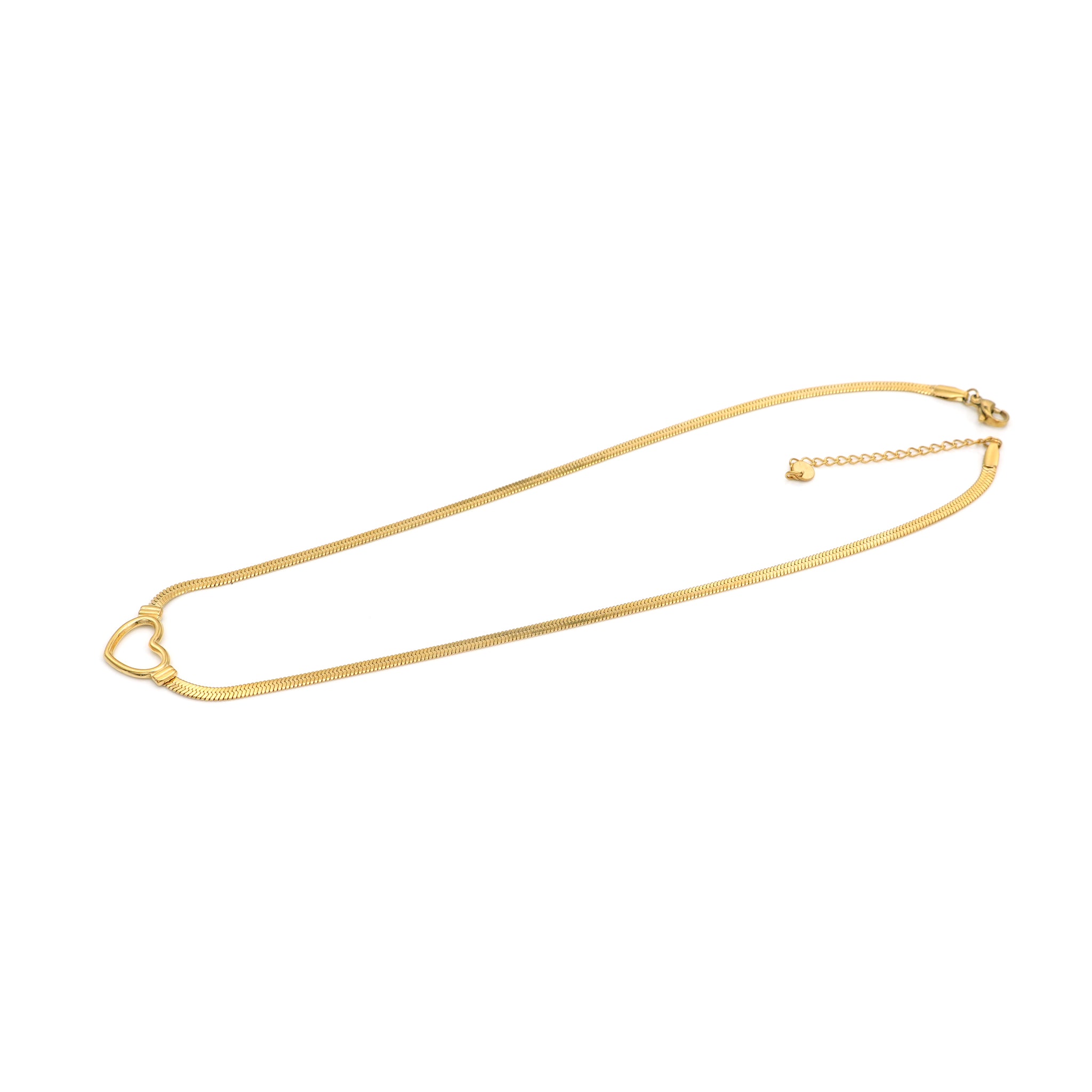 Collana in Acciaio Snake con Pendente a Cuore Aperto