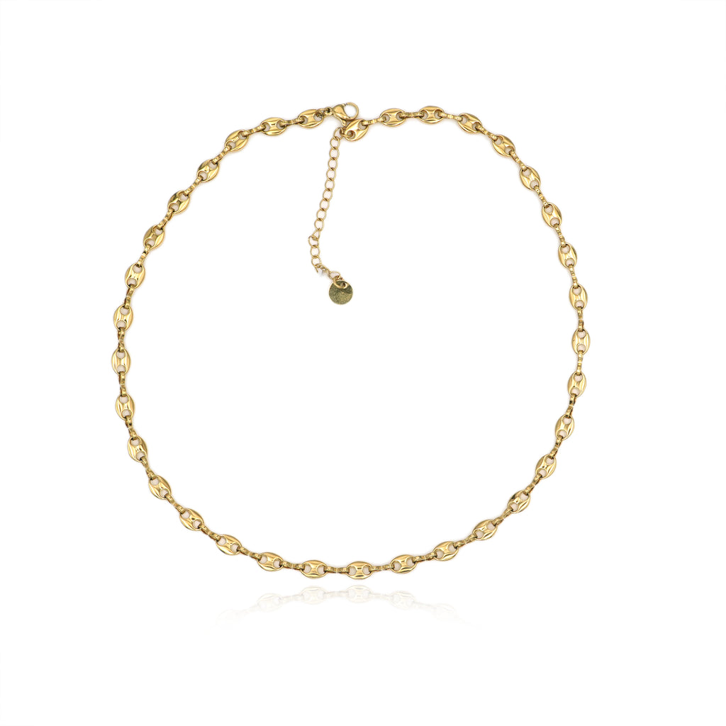 Collana con Catena a Maglie Ovali in Acciaio