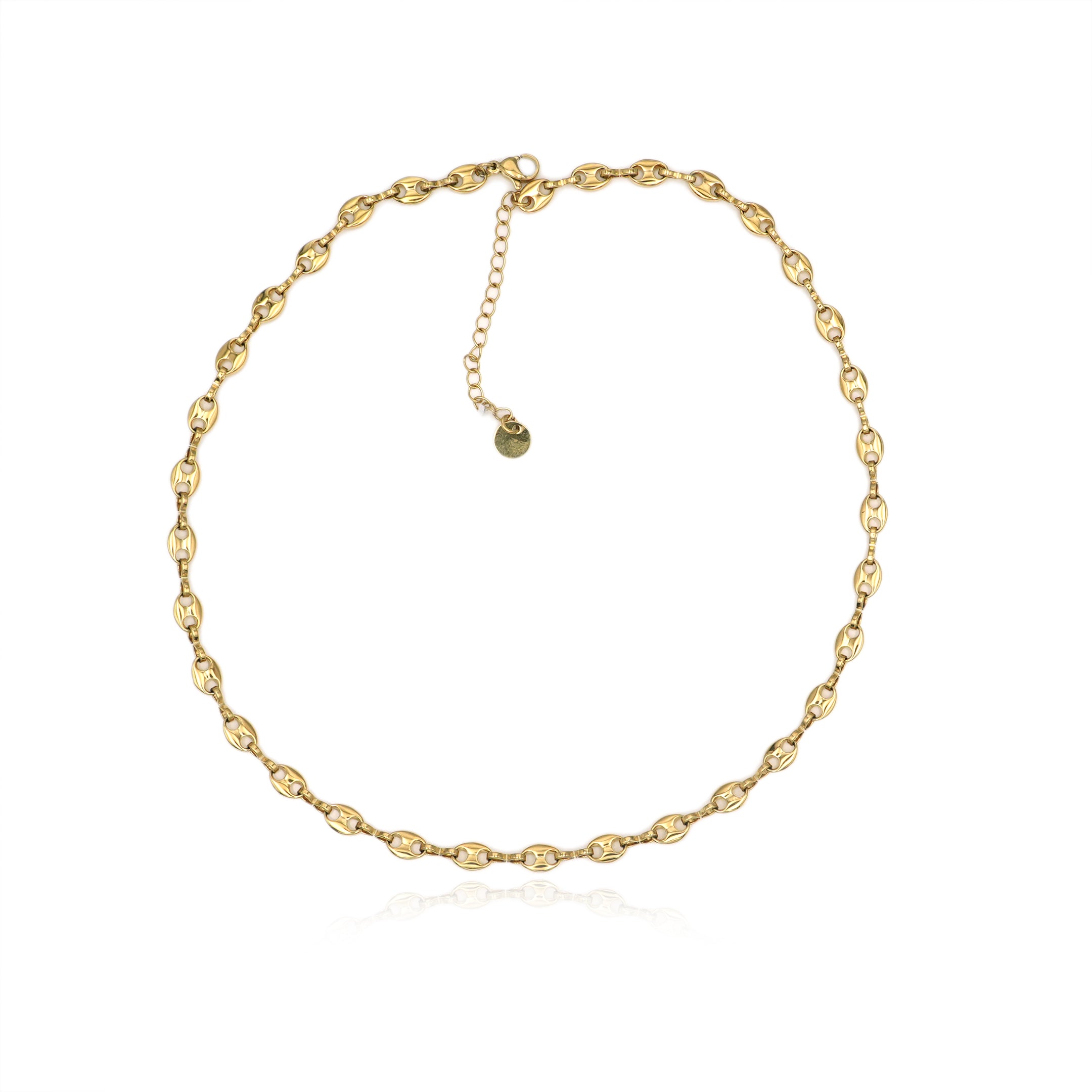 Collana con Catena a Maglie Ovali in Acciaio
