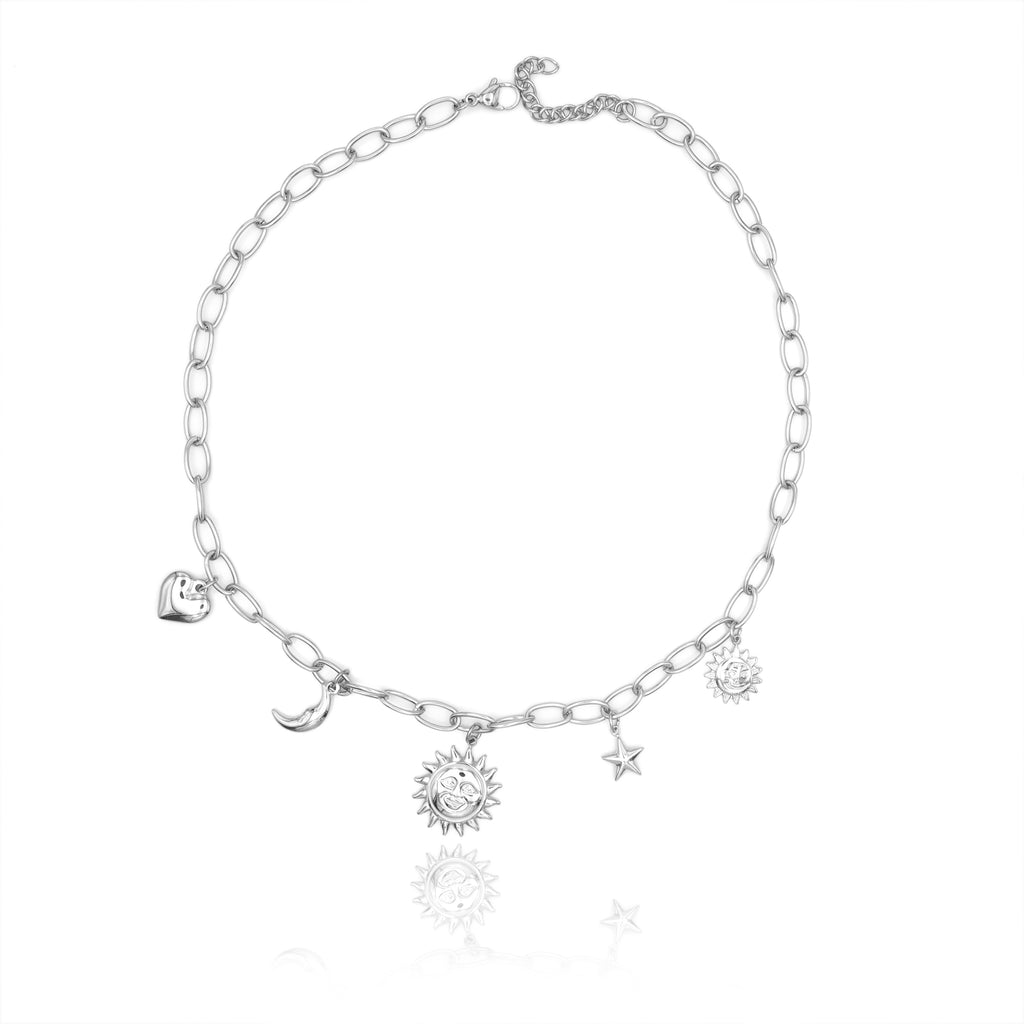 Collana in Acciaio con Ciondoli Astrali