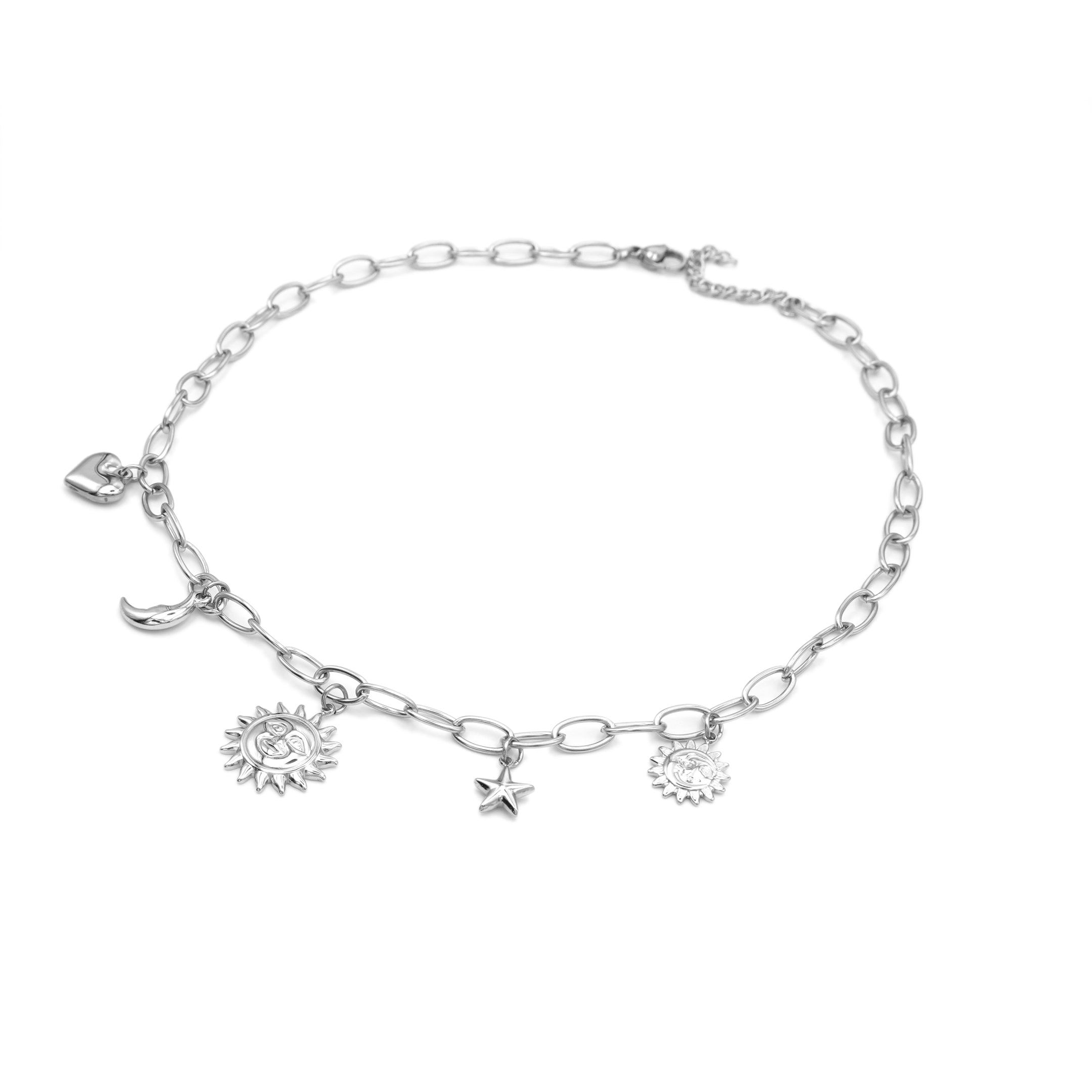 Collana in Acciaio con Ciondoli Astrali