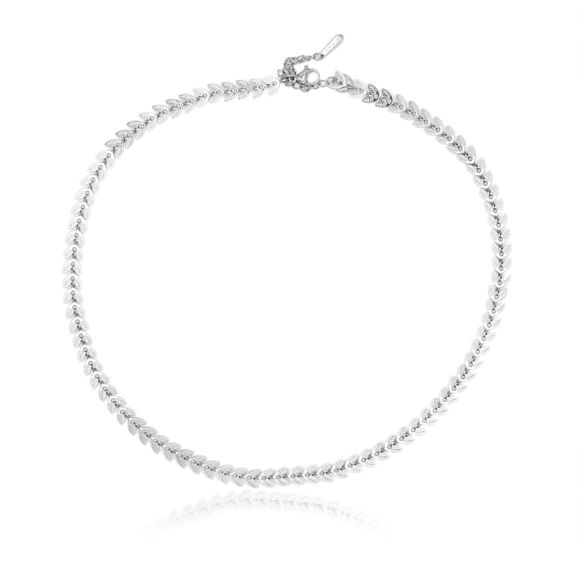 Collana in Acciaio Inossidabile con Motivo a Foglie