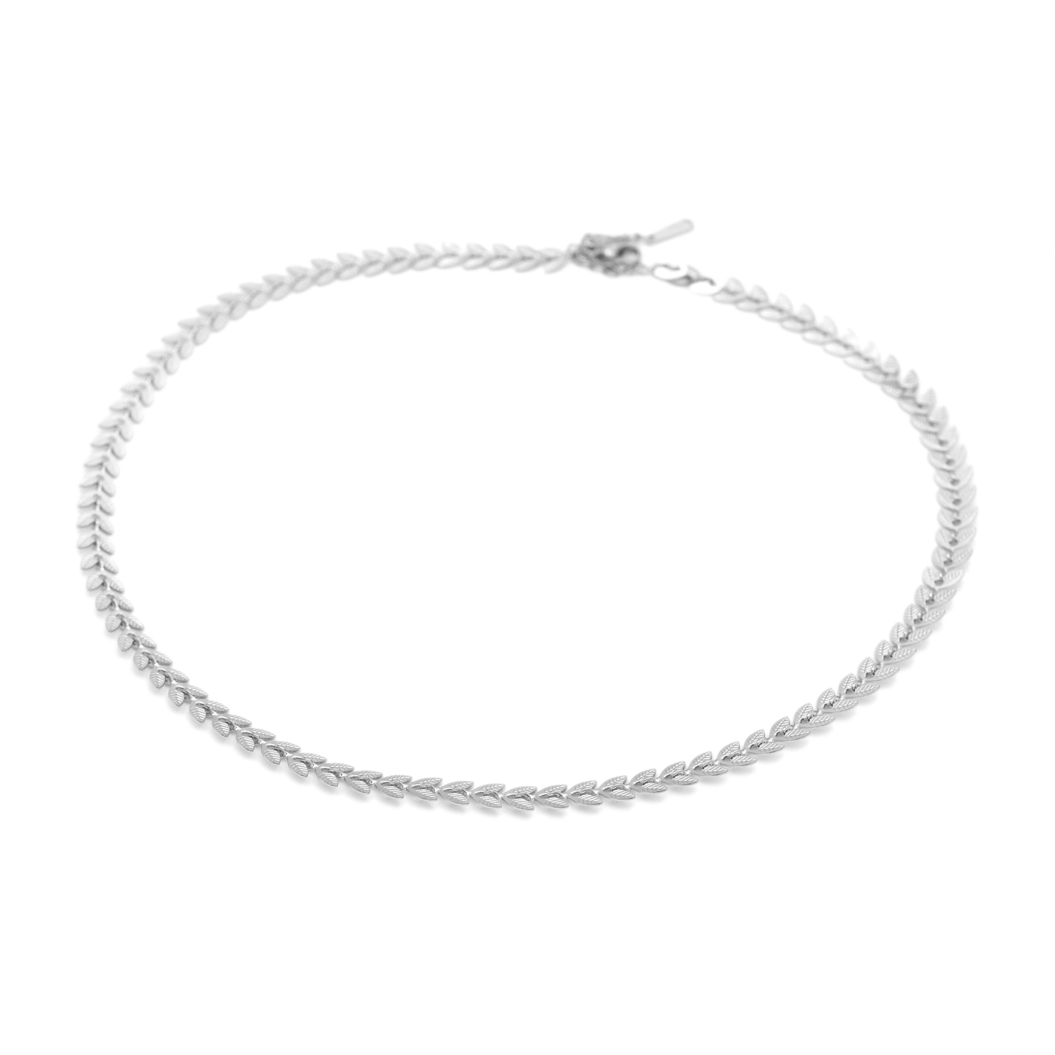 Collana in Acciaio con Motivo a Foglie