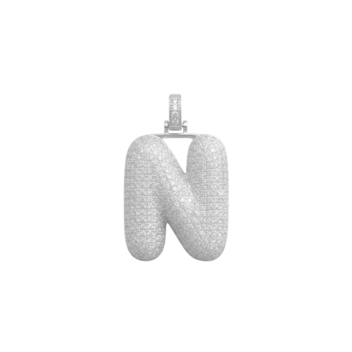 Ciondolo Lettera Bubble Bombato con Pavé di Zirconi