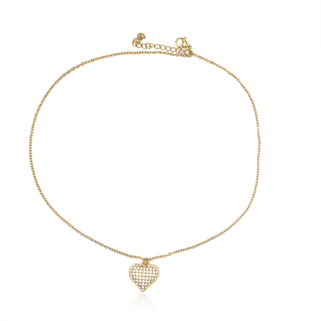 Collana in Acciaio con Ciondolo Cuore Zirconato