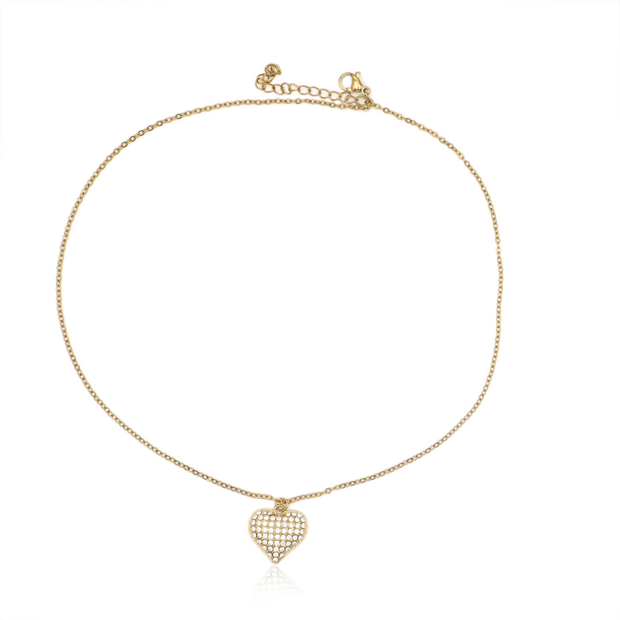 Collana in Acciaio con Ciondolo Cuore Zirconato