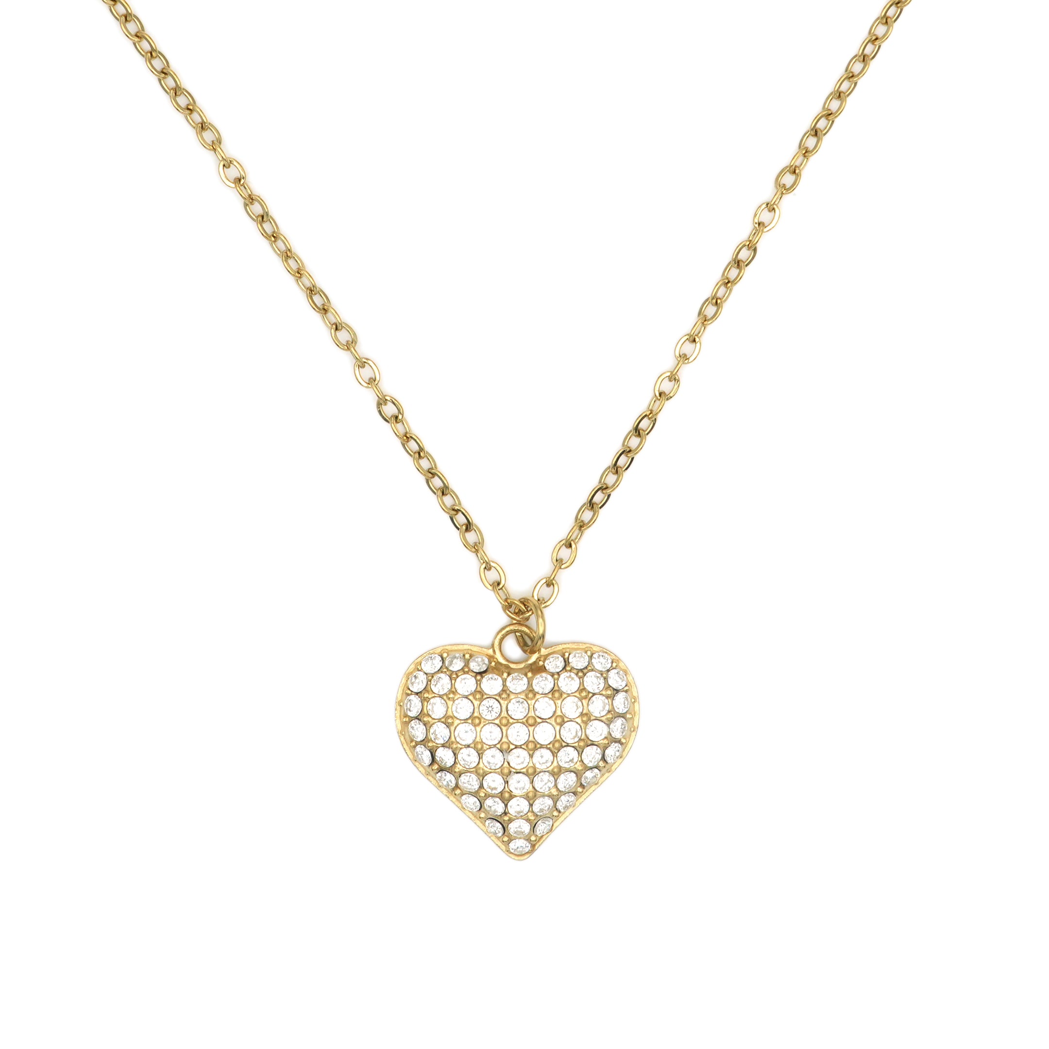 Collana in Acciaio con Ciondolo Cuore Zirconato