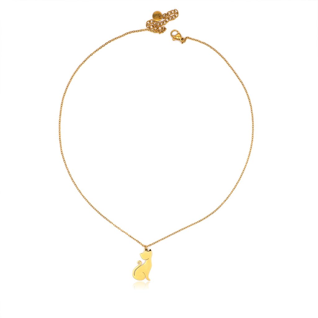 Collana con Ciondolo a Forma di Gatto in Acciaio