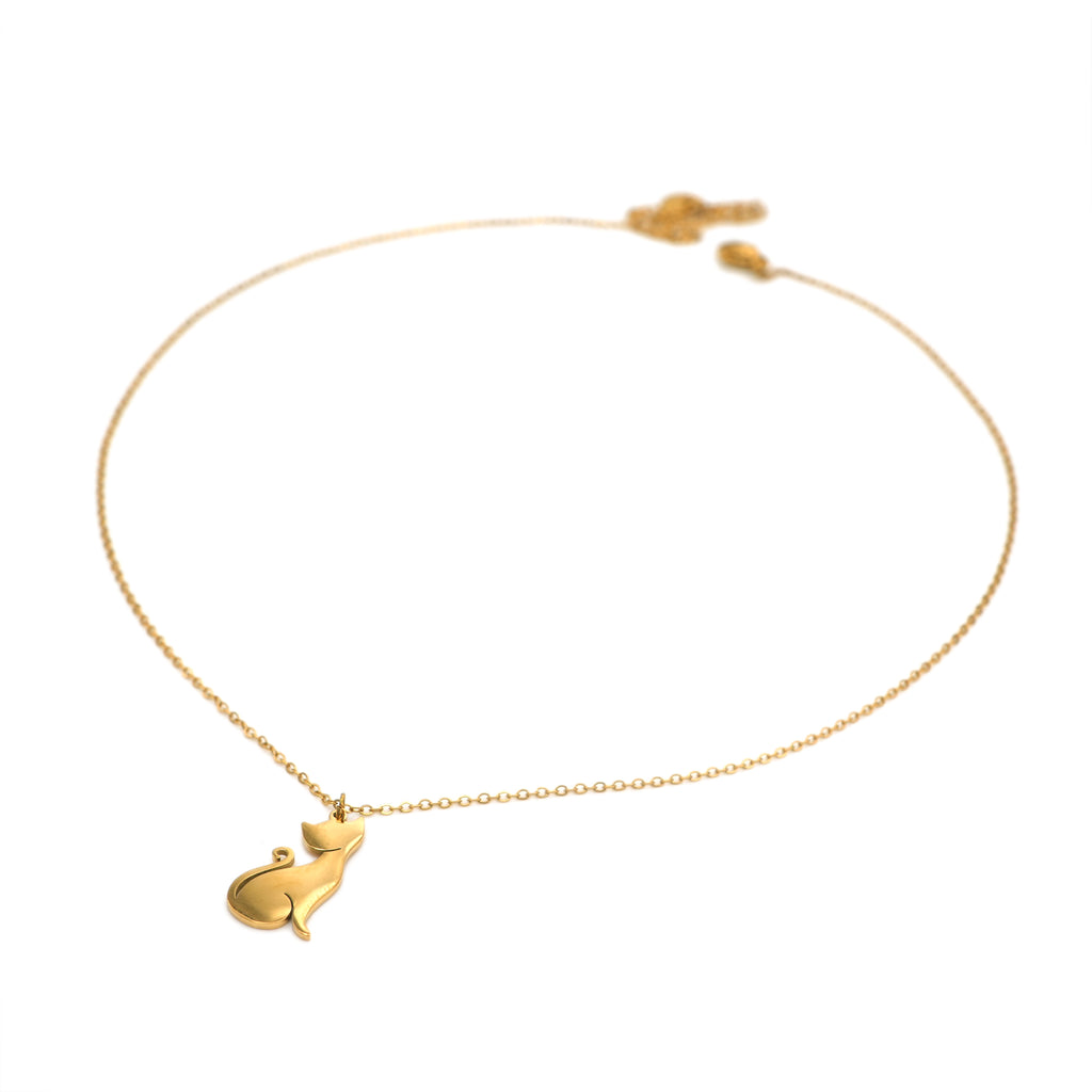 Collana con Ciondolo a Forma di Gatto in Acciaio