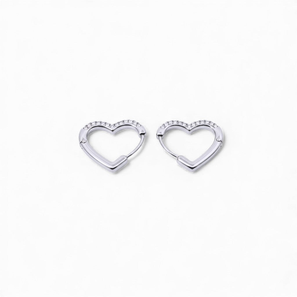 Orecchini Cuore Love Hoop con Zirconi In Acciaio Inossidabile