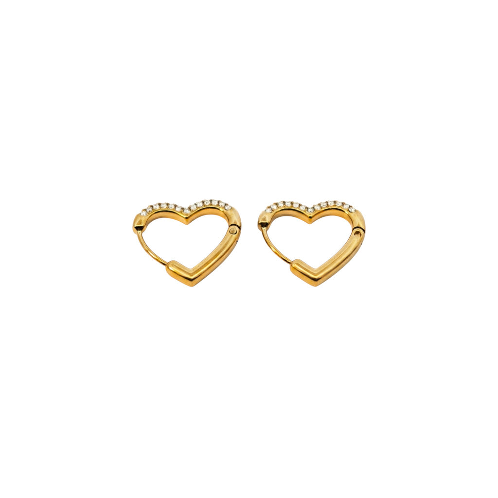 Orecchini Cuore Love Hoop con Zirconi In Acciaio Inossidabile