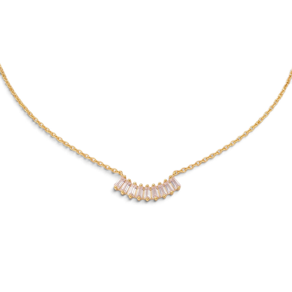 Collana a Ventaglio con Zirconi Baguette In Acciaio Inossidabile