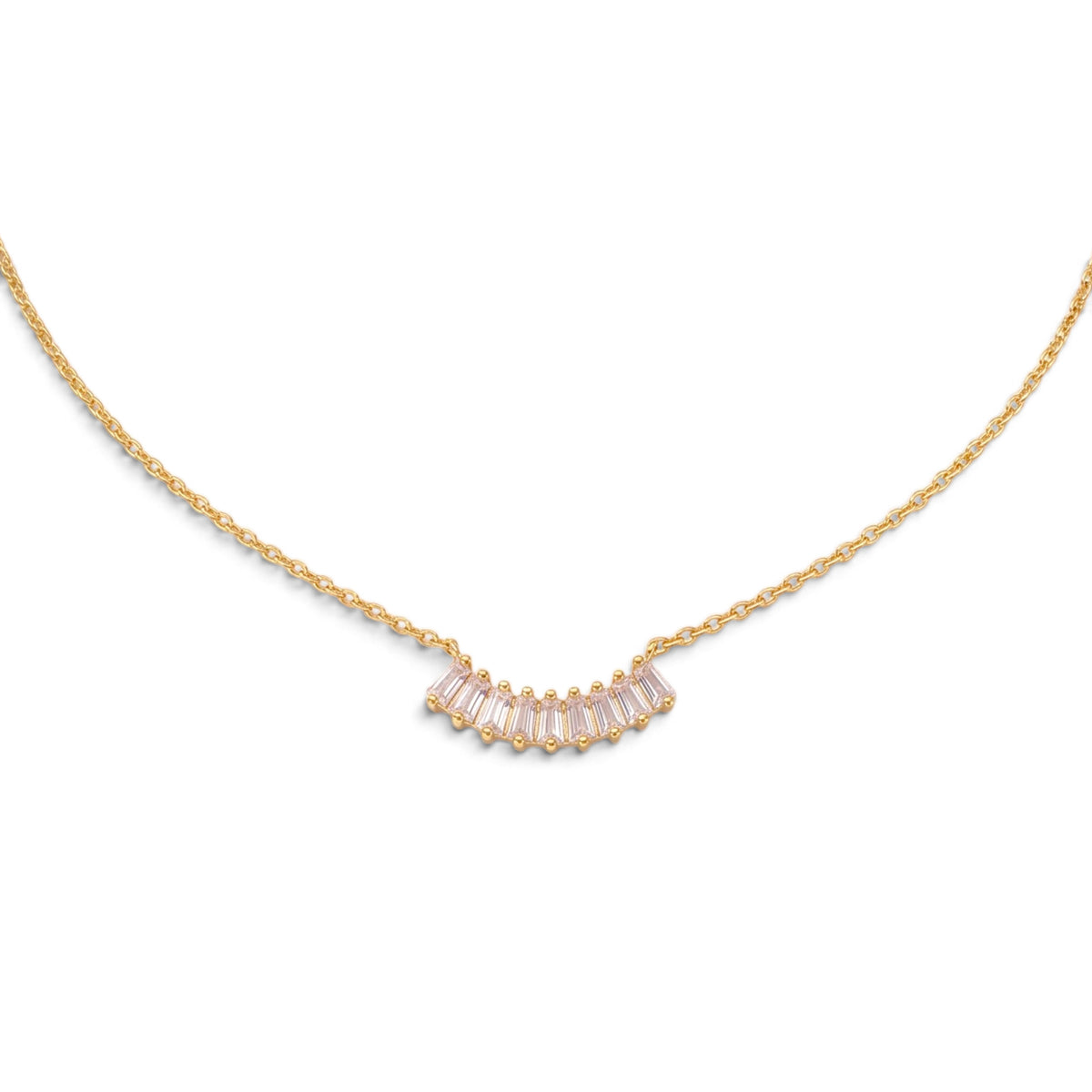 Collana a Ventaglio con Zirconi Baguette In Acciaio Inossidabile