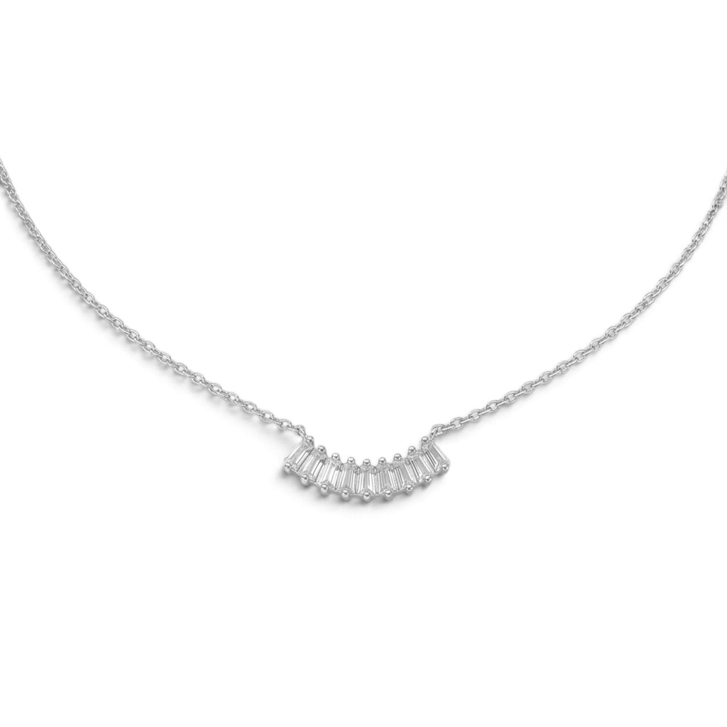 Collana a Ventaglio con Zirconi Baguette In Acciaio Inossidabile