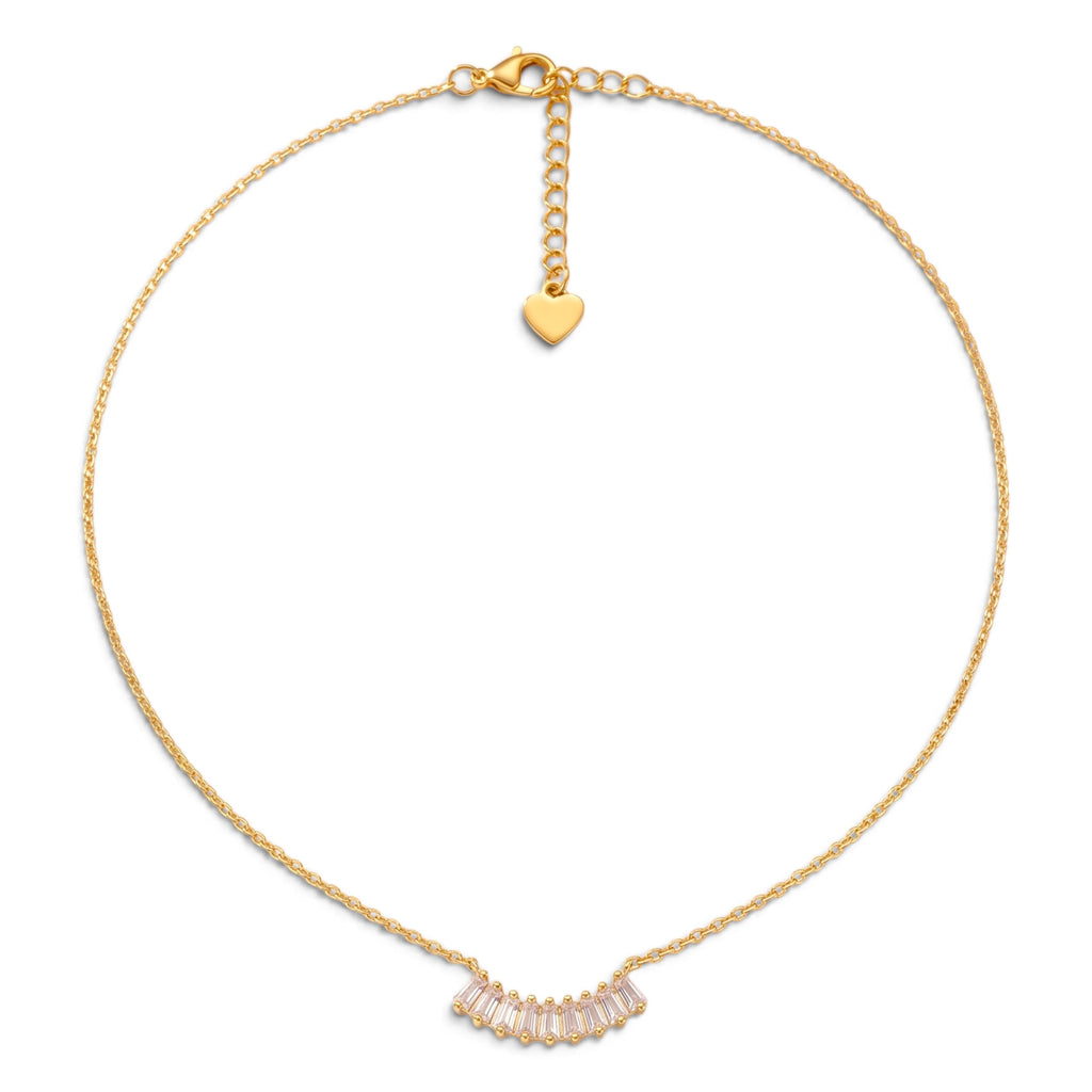 Collana a Ventaglio con Zirconi Baguette In Acciaio Inossidabile