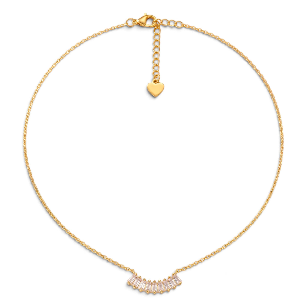 Collana a Ventaglio con Zirconi Baguette In Acciaio Inossidabile