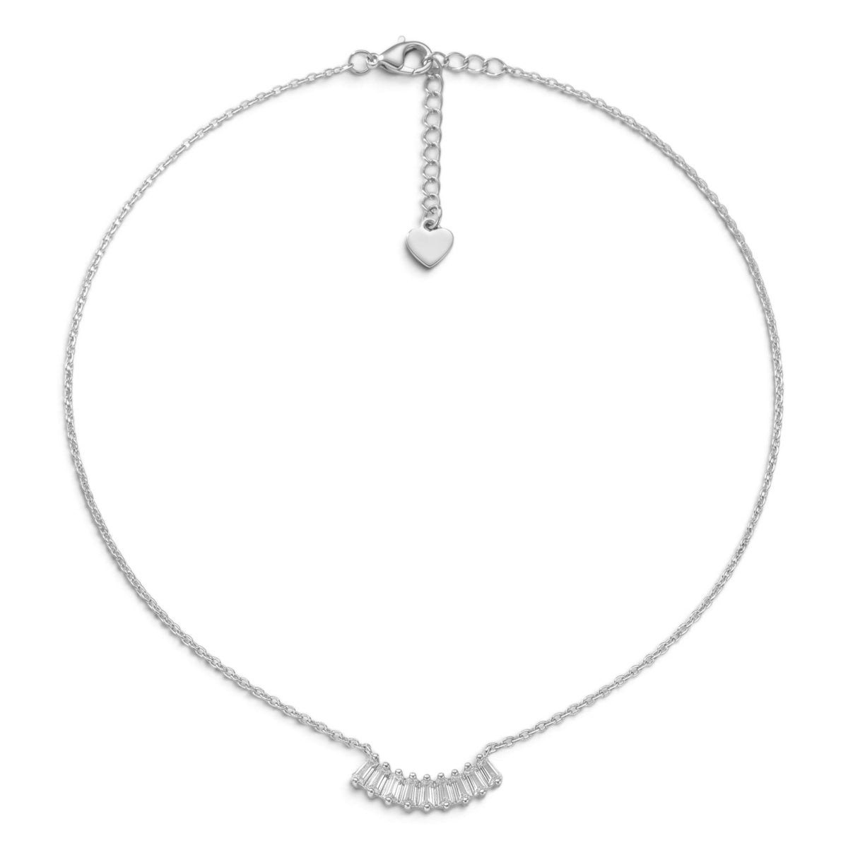 Collana a Ventaglio con Zirconi Baguette In Acciaio Inossidabile
