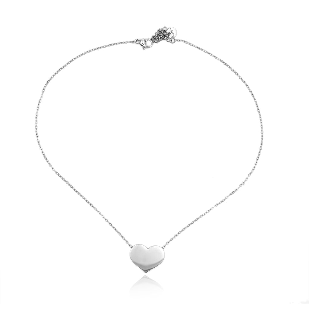 Collana Acciaio con Cuore Piatto