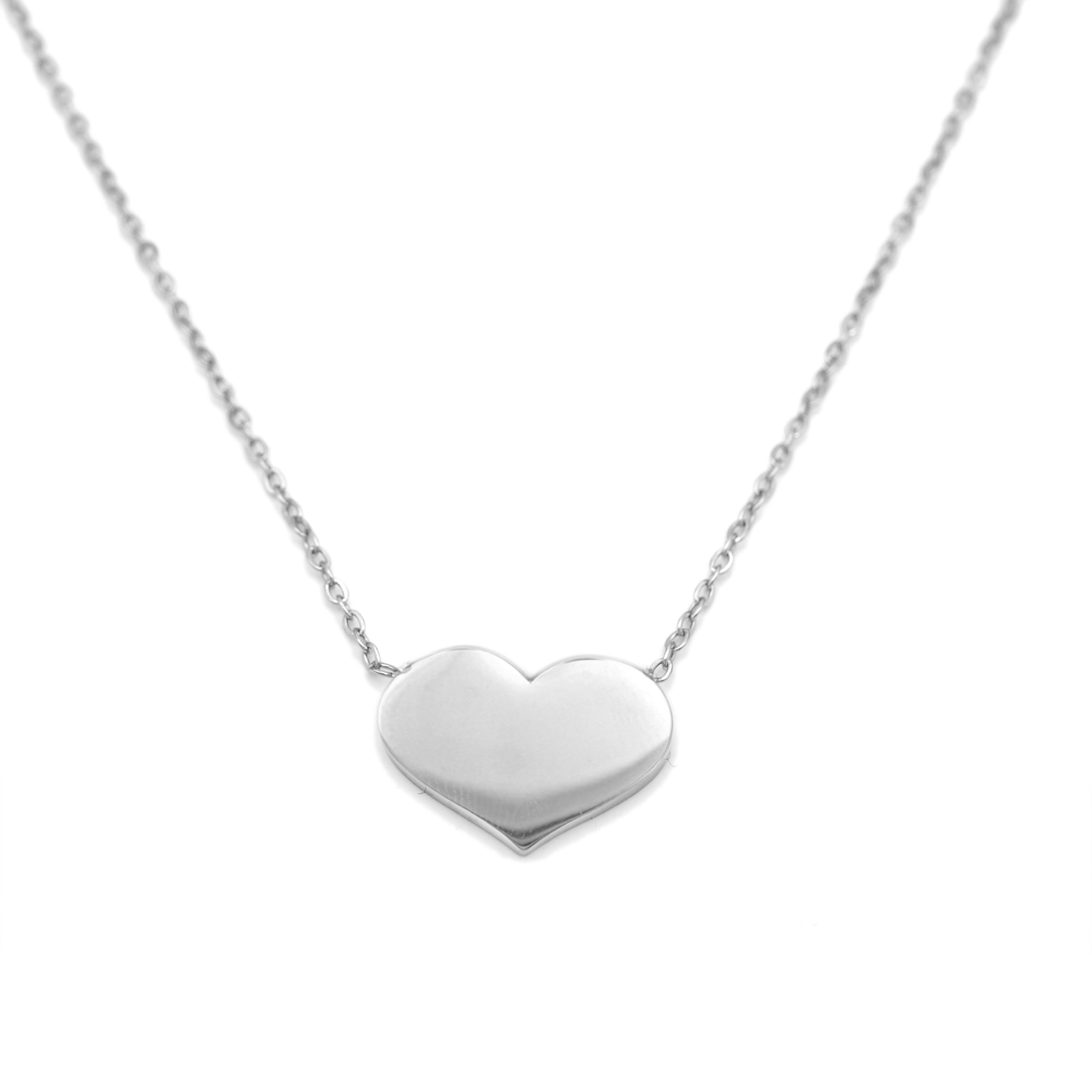 Collana Acciaio con Cuore Piatto