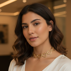Collana Choker a Catena con Maglie a Cuore In Acciaio Inossidabile