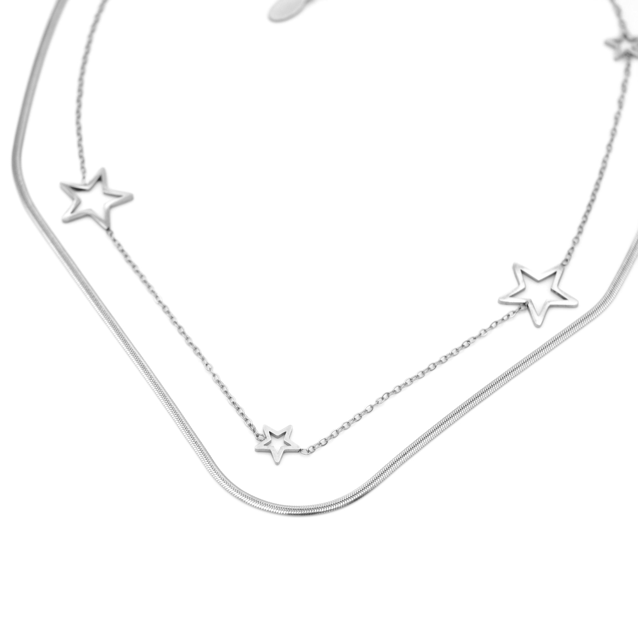 Collana in Acciaio Inossidabile con Dettagli a Stella