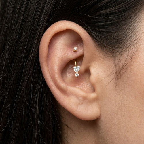 Piercing Banana con Cuore e Zirconi In Acciaio Inossidabile